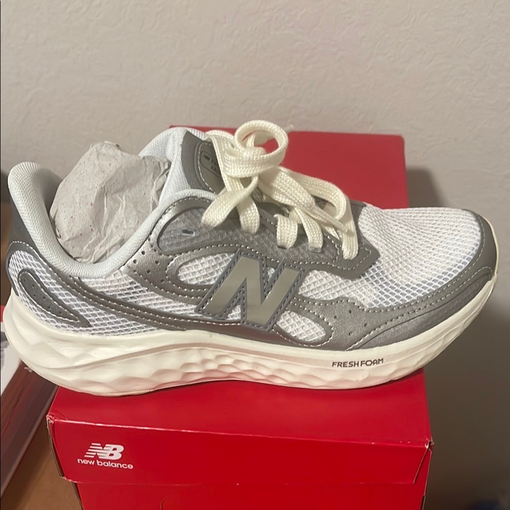 New Balance White and Gray Sneakers